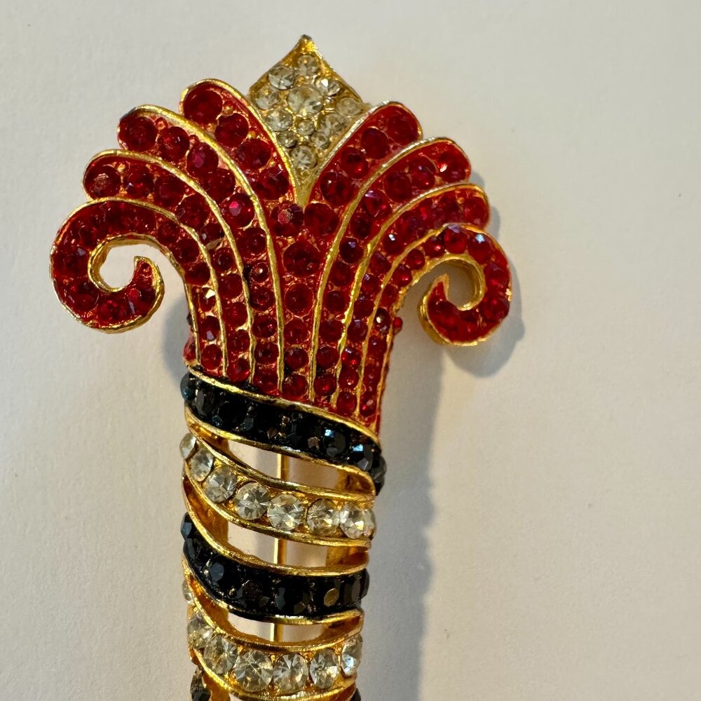 JAY FEINBERG Swarovski Crystal Red Torch Brooch